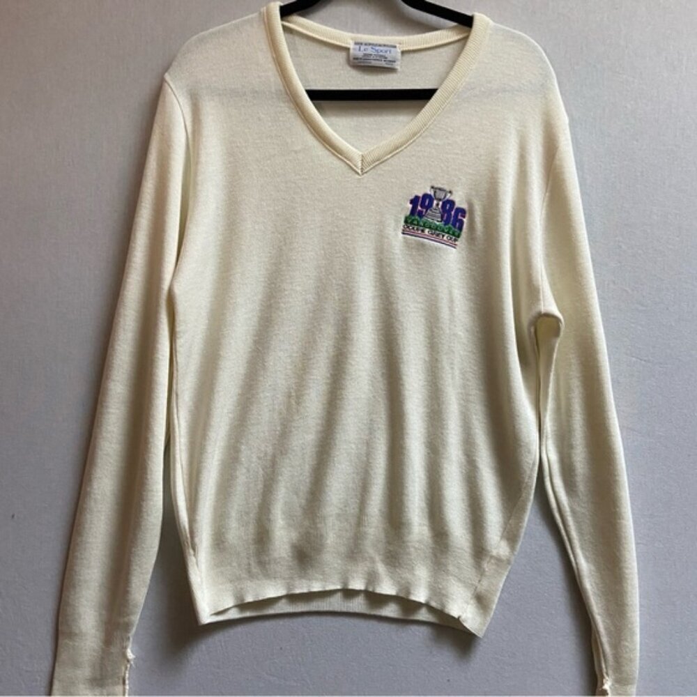 Vintage 1986 Le Sport Coupe Grey Cup Vancouver V neck sweater Sz M
